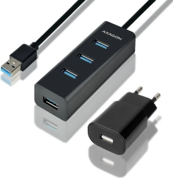 Axagon hue-s2bp τετράθυρο usb 3.2 gen 1 hub με φόρτιση και αντάπτορα
