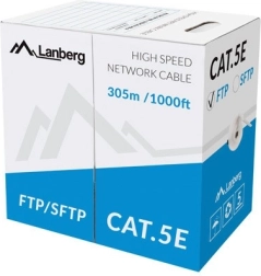 Καλώδιο δικτύου FTP Cat.5e CU 305 m, συμπαγής αγωγός, γκρι
