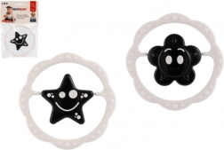 Πλαστικό κουδουνίστρα και μασητικό σε σχήμα κύκλου 12 εκ., ασπρόμαυρο, από 0 μηνών