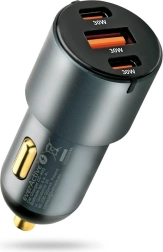 Φορτιστής αυτοκινήτου 60 W με USB‑C PD και USB QC3.0 (1× USB, 2× USB‑C) μαύρος