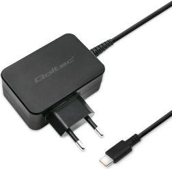 QOLTEC επιτοίχιος φορτιστής usb‑c 65 w με power delivery και quick charge, μαύρος