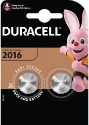 Λιθίου κουμπωτή μπαταρία DURACELL CR2016 3V – συσκευασία 2 τεμ.