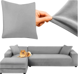 Κάλυμμα για γωνιακό καναπέ RUHHY - σκούρο γκρι ελαστικό βελούδο 145 - 185 cm