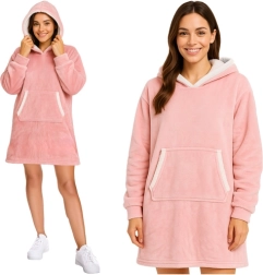 Ruhhy oversized φούτερ-κουβέρτα με κουκούλα XXL ροζ - 1 τεμάχιο