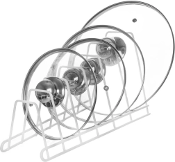 Μεταλλική λευκή βάση για καπάκια, πιάτα και σανίδες κοπής 34 × 17 × 18,5 cm