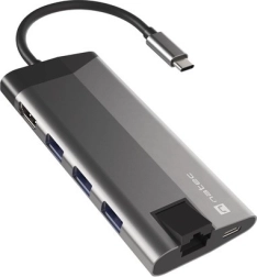 Διανομέας USB‑C NATEC Fowler Plus 8 σε 1, 3× USB 3.0, HDMI 4K, RJ‑45, SD/microSD, PD 100 W