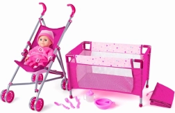 WOODY Παιδικό σετ με καρότσι και κρεβατάκι