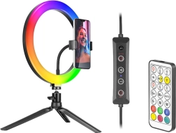 Κυκλικό φωτιστικό RGB LED 26 cm με τρίποδο και βάση τηλεφώνου