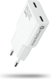 Φορτιστής πρίζας everActive GaN super slim 30 W με 2× USB‑C