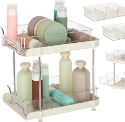 Διπλού επιπέδου ακρυλικός οργανωτής με συρόμενα ράφια και διαχωριστικά