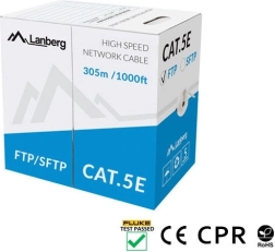 Θωρακισμένο καλώδιο δικτύου SFTP Cat 5e 305 m, πλήρης χαλκός, γκρι