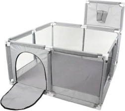 Παιδικό πάρκο 130 × 130 cm με dry pool και καλάθι – γκρι