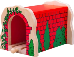 Ξύλινη τούνελ-γέφυρα από τούβλα για σιδηροδρόμους παιχνιδιού