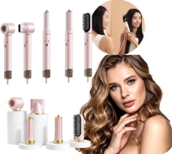 Ροζ πολυλειτουργικό πιστολάκι και styler 5 σε 1 με ιονισμό, 3 θερμοκρασίες