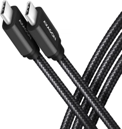 AXAGON καλώδιο USB‑C – USB‑C 3.2 gen 1, 2 m, PD 60 W, 3 A, αλουμινένιο, με πλέξη, μαύρο