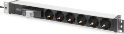 Ράγα PDU για rack 19'' DIGITUS, 6× schuko, καλώδιο 2 m, διακόπτης προστασίας, προφίλ αλουμινίου