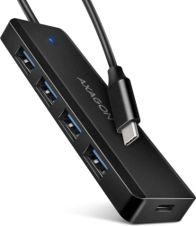 Ταξιδιωτικό USB hub 4× USB-A 5 Gb/s με USB-C και πρόσθετη τροφοδοσία