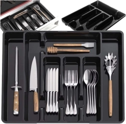 Πλαστικός επεκτάσιμος οργανωτής κουταλοθήκης για συρτάρι κουζίνας