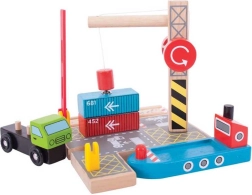 Bigjigs Rail τερματικός σταθμός μεταφόρτωσης εμπορευματοκιβωτίων με μαγνητικό γερανό