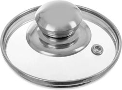 Γυάλινο καπάκι 10 cm με ανοξείδωτο περίγραμμα και λαβή