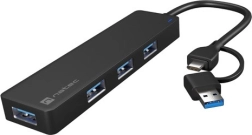 USB hub NATEC Mayfly 4× USB 3.0 με αντάπτορα USB‑C/USB‑A, μαύρο
