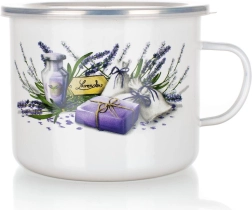 Εμαγιέ δοχείο Lavender 1,4 l με πλαστικό καπάκι, διάμετρος 14 cm