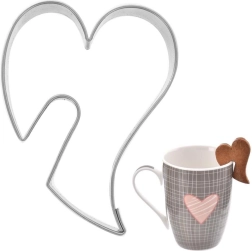 Ανοξείδωτο κουπ πατ για μπισκότα καρδιά 5,5 cm με εγκοπή για κούπα