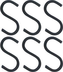 Άγκιστρα για κουζινικό ρέλιγκ μαύρα 7,5 cm, σετ 6 τεμ.