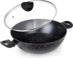 Βαθύ γρανιτένιο τηγάνι με γυάλινο καπάκι BLACK LINE 28 cm, 3,5 l