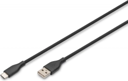 Καλώδιο σιλικόνης USB-A σε USB-C, USB 2.0 60W, 2 m μαύρο