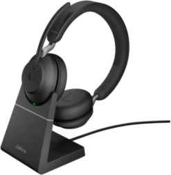 Ασύρματο ακουστικό κεφαλής EVOLVE2 65 UC Stereo με βάση φόρτισης, μαύρο