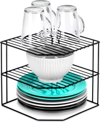 Μεταλλική γωνιακή ραφιέρα κουζίνας μαύρη, τριώροφη