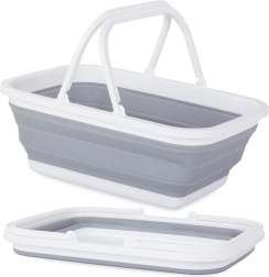 Πτυσσόμενο σιλικονούχο καλάθι αγορών με λαβές 9 l