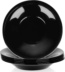 Βαθιά γυάλινα πιάτα μαύρα 21,5 cm, 400 ml – σετ 6 τμχ