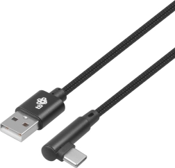 Καλώδιο USB σε USB‑C 1,5 m με γωνιακή υποδοχή, μαύρο πλεγμένο