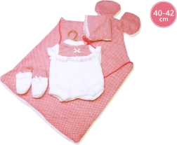 Llorens ρούχα για κούκλα New Born 40–42 cm, σετ 3 τεμαχίων με στρωματάκι με αυτάκια