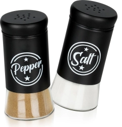 Γυάλινο αλατιέρα και πιπεριέρα, μαύρο φινίρισμα, 2 τεμ.