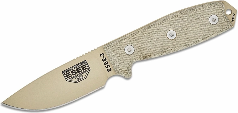 Καθολικό μαχαίρι σταθερής λάμας ESEE 3, Micarta, θήκη OD Green