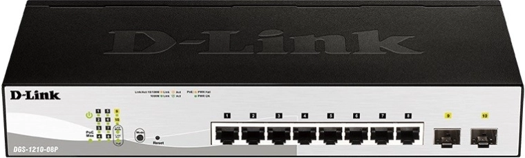 D-Link DGS‑1210‑08P gigabit PoE smart switch 8× RJ‑45 και 2× SFP