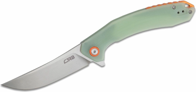 CJRB Gobi πτυσσόμενο μαχαίρι τσέπης 8,9 cm, stonewash, διάφανο πράσινο G10 (υφή CNC)