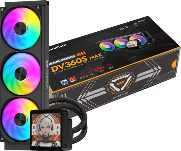 Υδρόψυξη CPU DarkFlash DV360S MAX 360 mm με οθόνη IPS, μαύρο