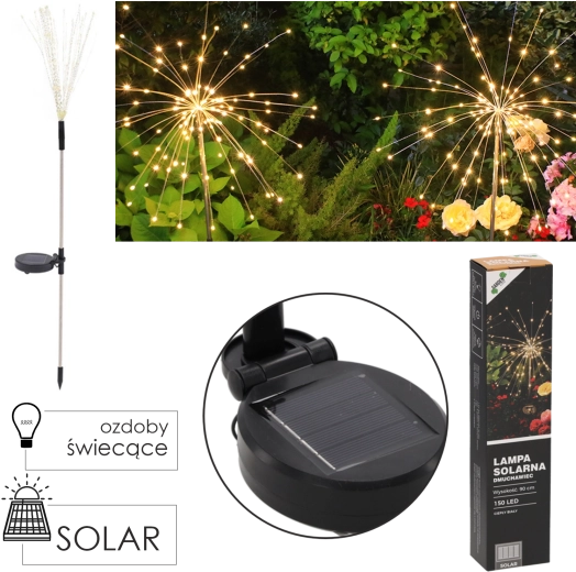 Ηλιακό φωτιστικό κήπου πικραλίδα 90 cm, 150 LED θερμό λευκό