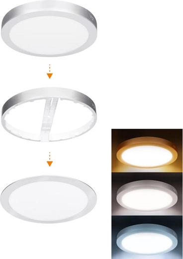 Solight LED μίνι πάνελ για μπάνιο 2σε1 στρογγυλό 24 W IP54 3CCT ασημί