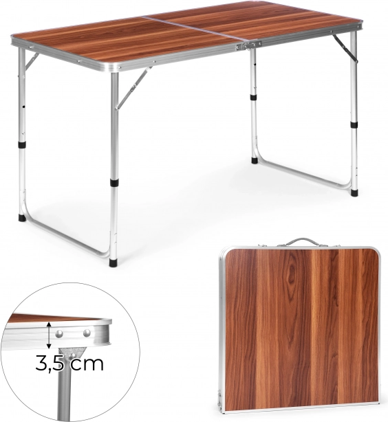 Πτυσσόμενο τραπέζι κάμπινγκ MultiGarden 120 × 60 cm, καφέ επιφάνεια