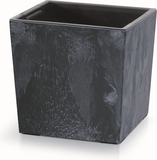 Γλάστρα Urbi Square Low Beton Effect με ένθετο 30 cm ανθρακί
