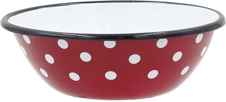 Εμαγιέ μπολ με πουά 16 cm, κόκκινο