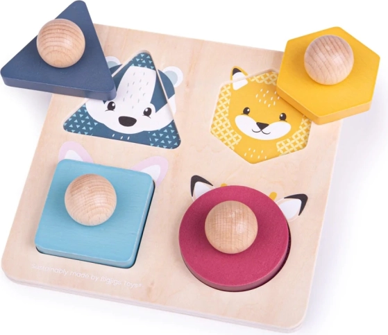 Bigjigs Toys ξύλινο παζλ σε σχήμα ζωάκια με λαβές