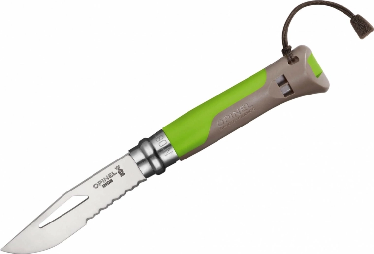 Opinel N°08 Outdoor Inox πράσινο πτυσσόμενο μαχαίρι τσέπης 8,5 cm με σφυρίχτρα