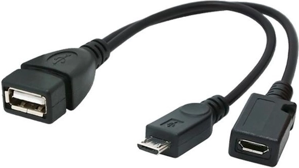 Προσαρμογέας USB OTG micro‑USB σε USB 2.0 με πρόσθετη τροφοδοσία 15 cm