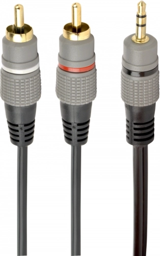 Στερεοφωνικό καλώδιο ήχου 3,5 mm jack σε 2× RCA, 2,5 m, επιχρυσωμένοι σύνδεσμοι